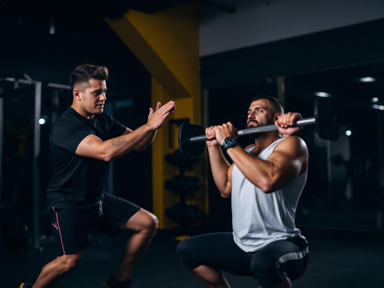 Personal trainer coaching a lifter